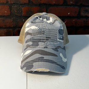 Gray Camo Flag Hat